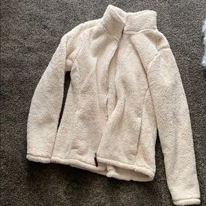 fuzzy zip-up sweater